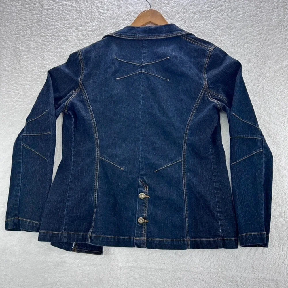 Bisou Bisou Jacket Women's Size 10 Blue Denim Jean Michele Bohbot Long Sleeves